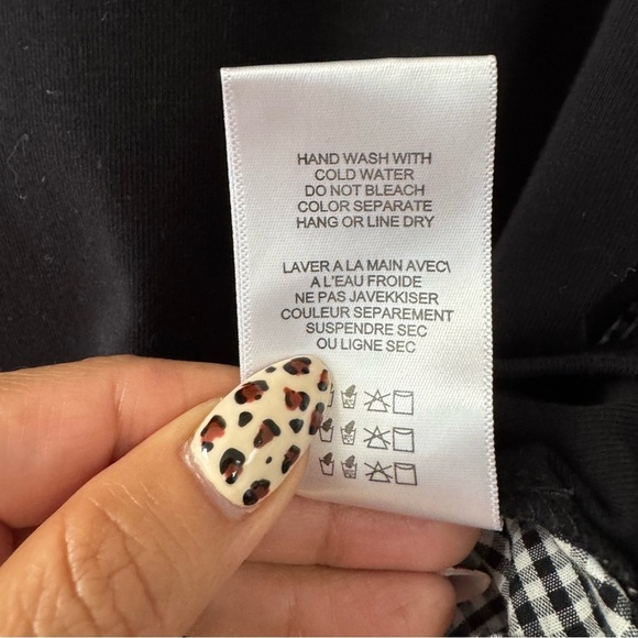 Eri + Ali Shirley Gingham Back Tee Blouse Top Size XS Black White Anthropologie - Picture 7 of 12